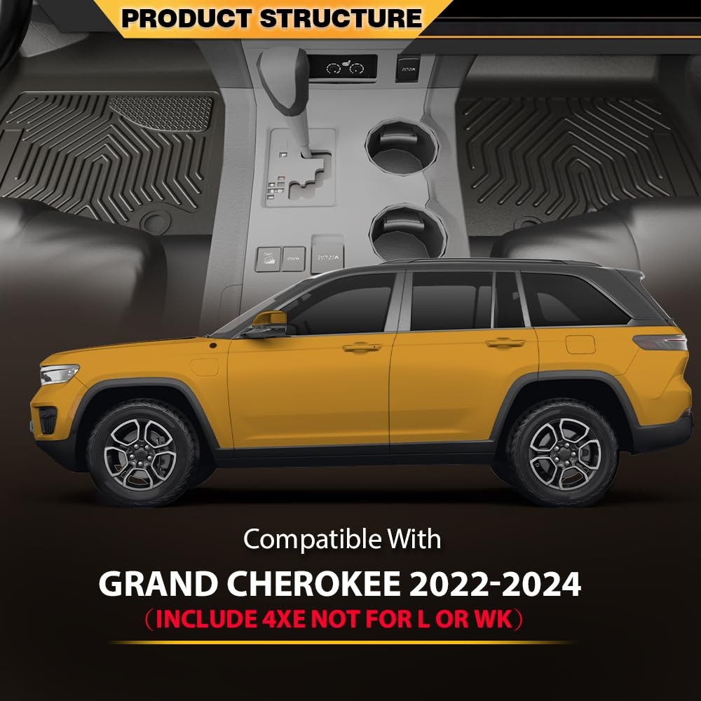 TPE Floor Mats & Cargo Liners for Jeep Grand Cherokee 2022-2024 4xe No L WK 3PCS