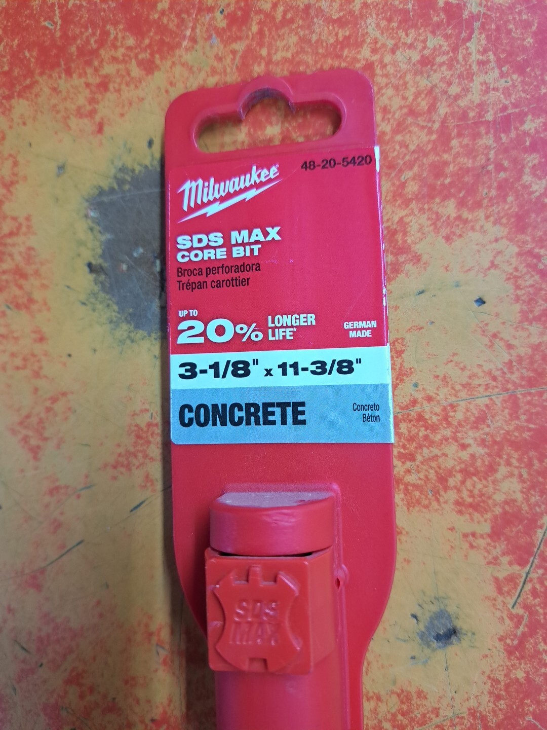 Milwaukee 1-Piece SDS-MAX Core Bit, 3 1/8in. x 11 3/8in Model# 48-20-5420