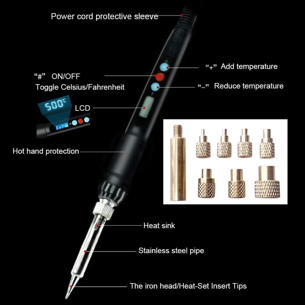 Heat Set Insert Tool Kit for Plastic Aluminum Brass Threaded Inserts 3D Printing