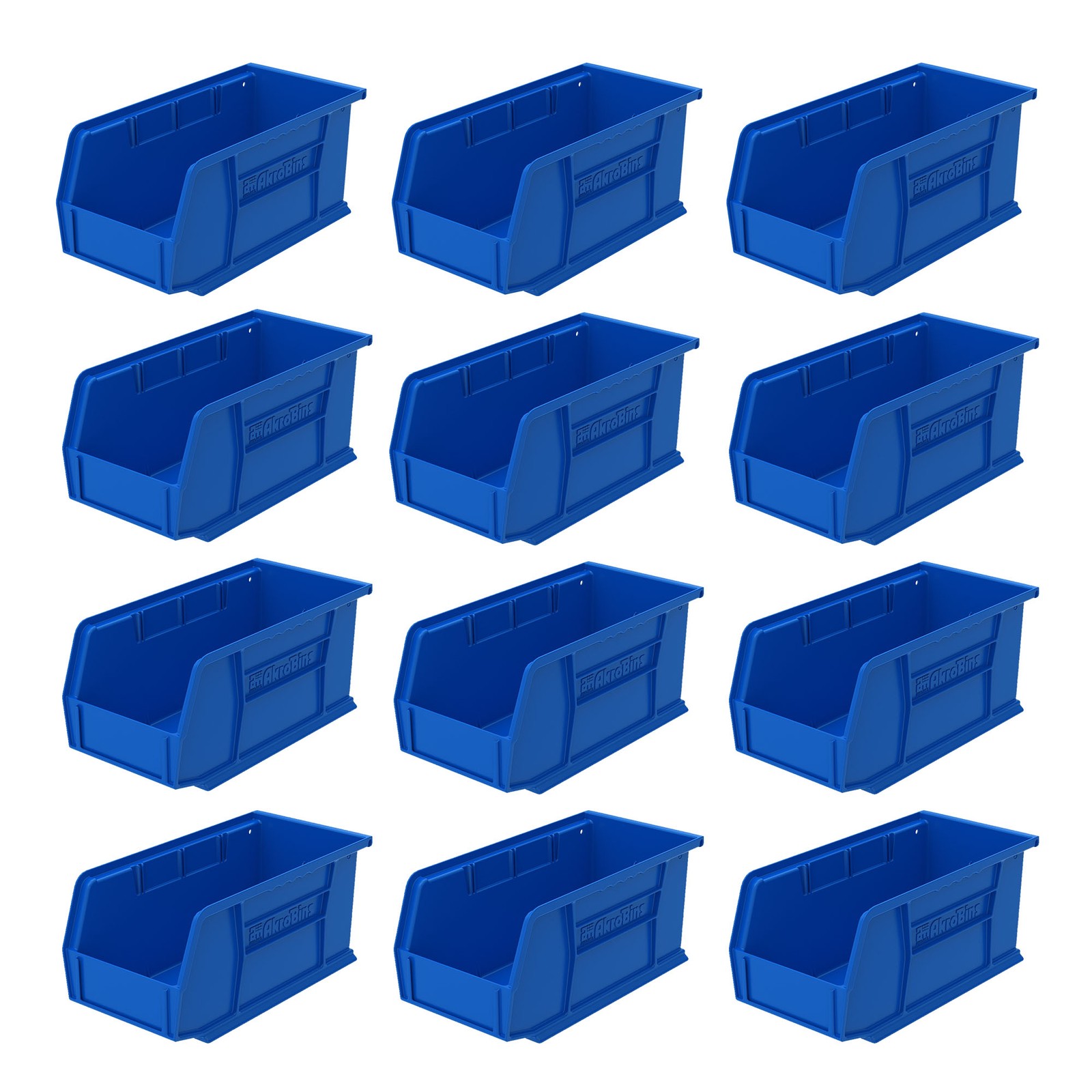 Akro-Mils 12 Pack AkroBins Plastic Storage Bins, Space-Saving Organizers, Blue