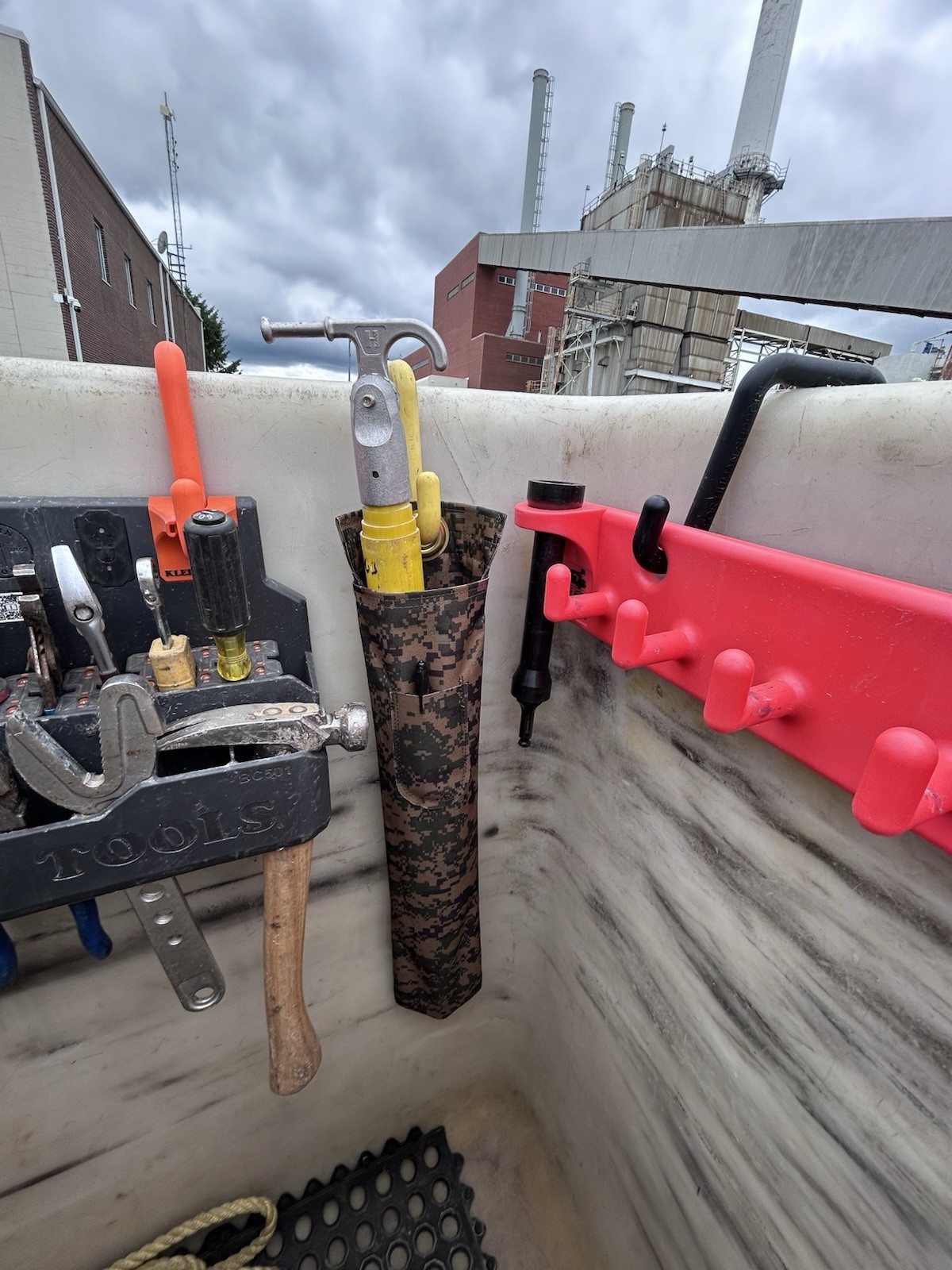 Lineman Bucket Bag, Short Switch Stick Holder, Lineman Ariel Tool, Woodland Camo