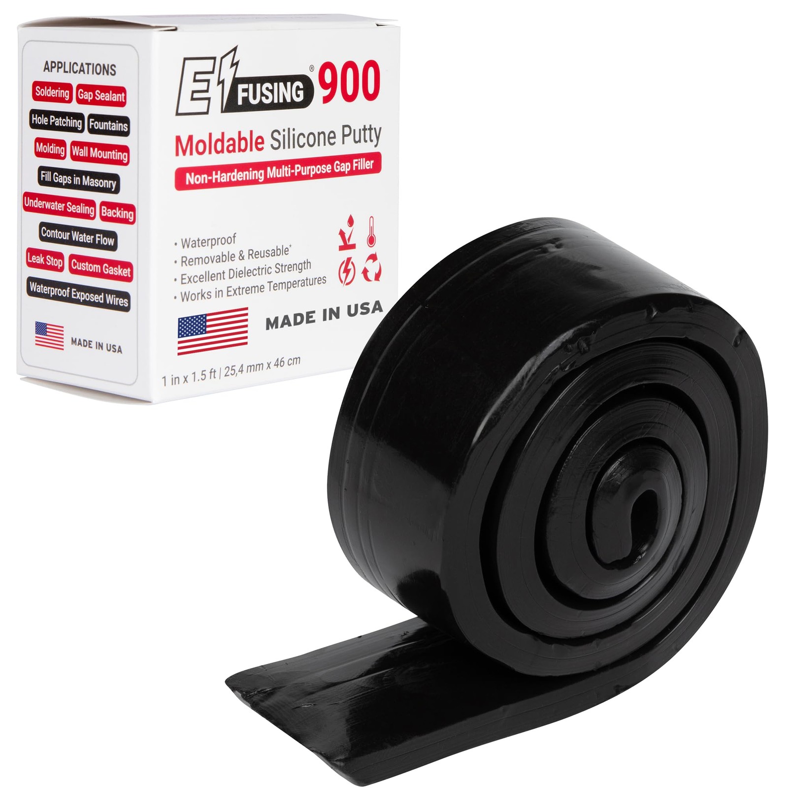 900 Moldable Silicone Putty – Black Rectangular Shape