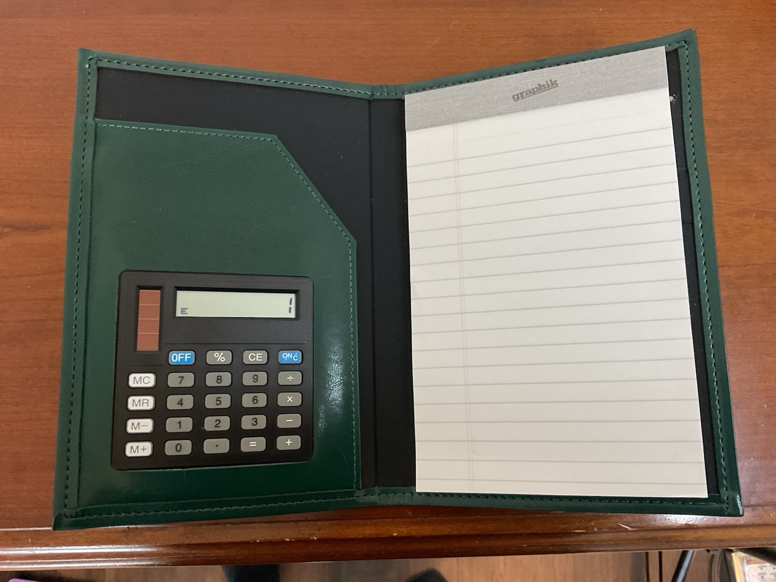 Vintage NBC Sports Dark Green Leather Journalist Notebook With Calculator