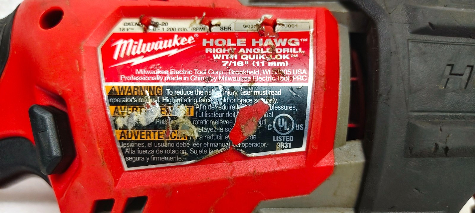 Milwaukee 2808-20 M18 FUEL HOLE HAWG Right Angle Drill w/ QUIK-LOK (Tool Only)