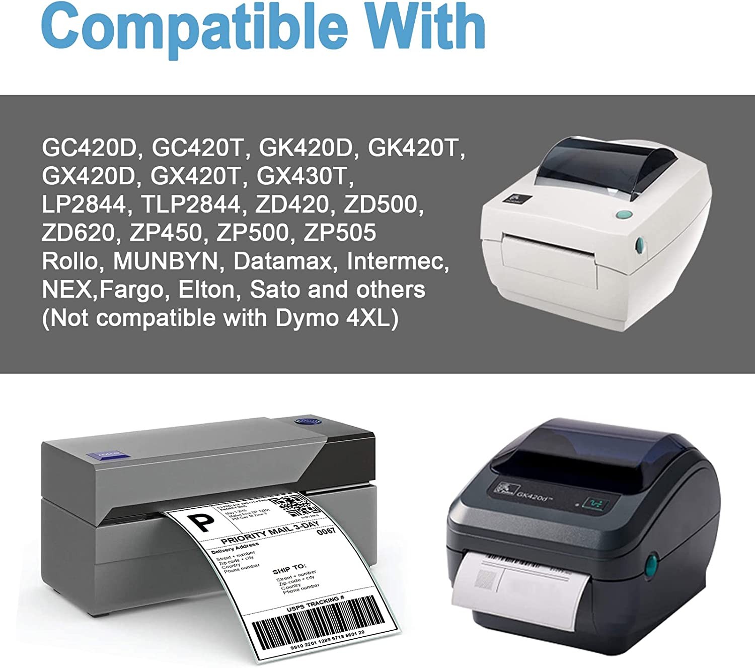 Thermal Shipping UPC QR Barcode Labels Multipurpose For Zebra Rollo 2×1 4×3 4×2
