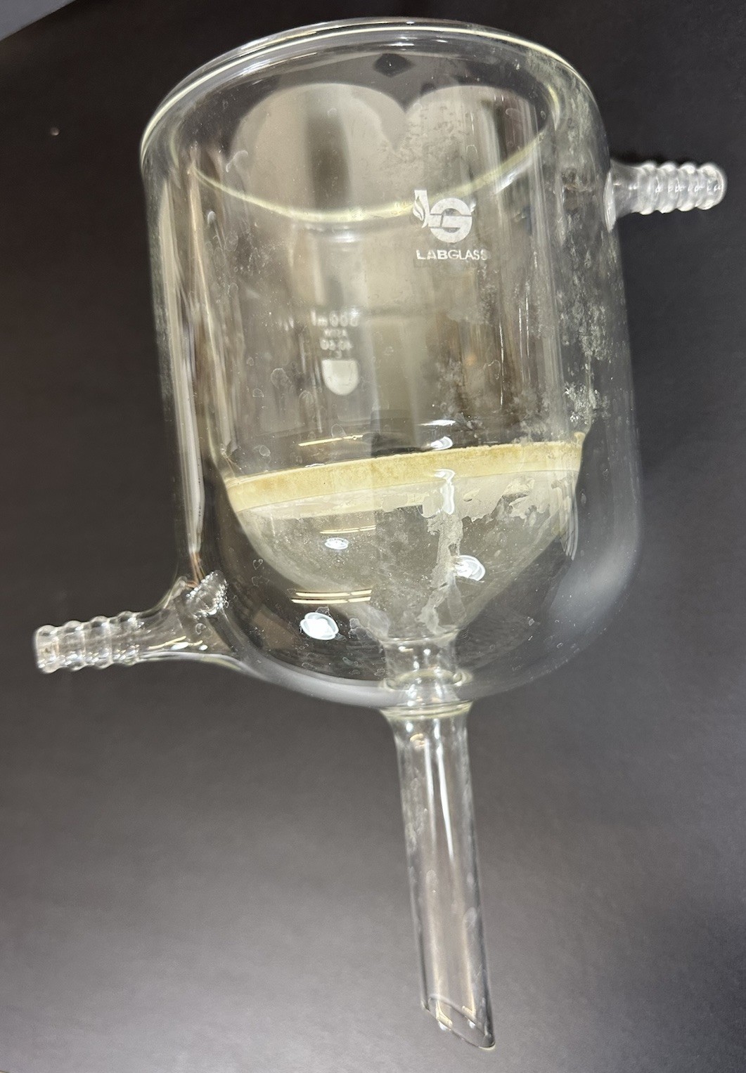 Labglass Reaction/Cylindrical Vessel 600 ml W/Side Hose Barb Port