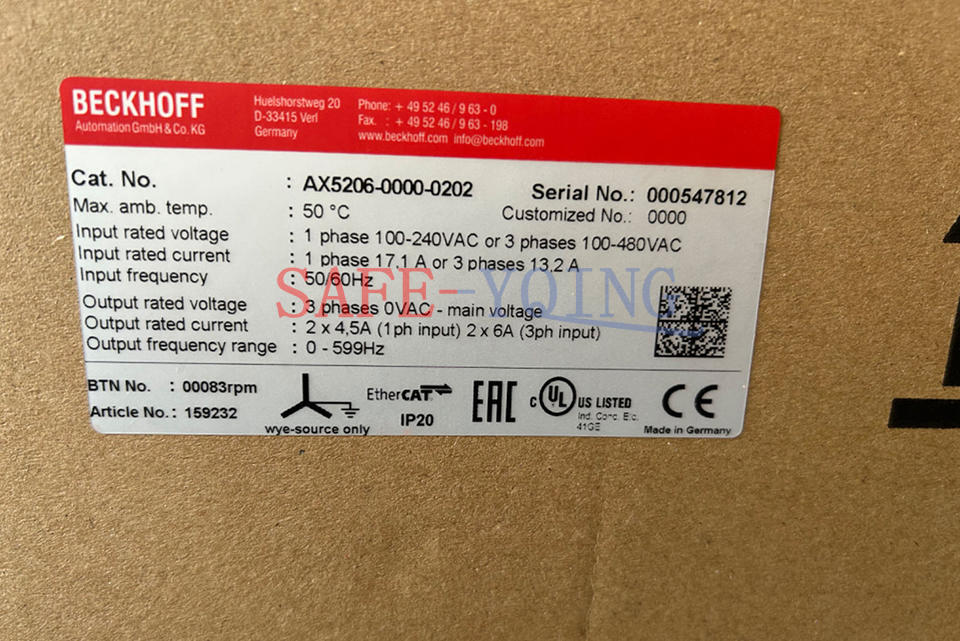 1PCS NEW BECKHOFF Servo Drive AX5206-0000-0202