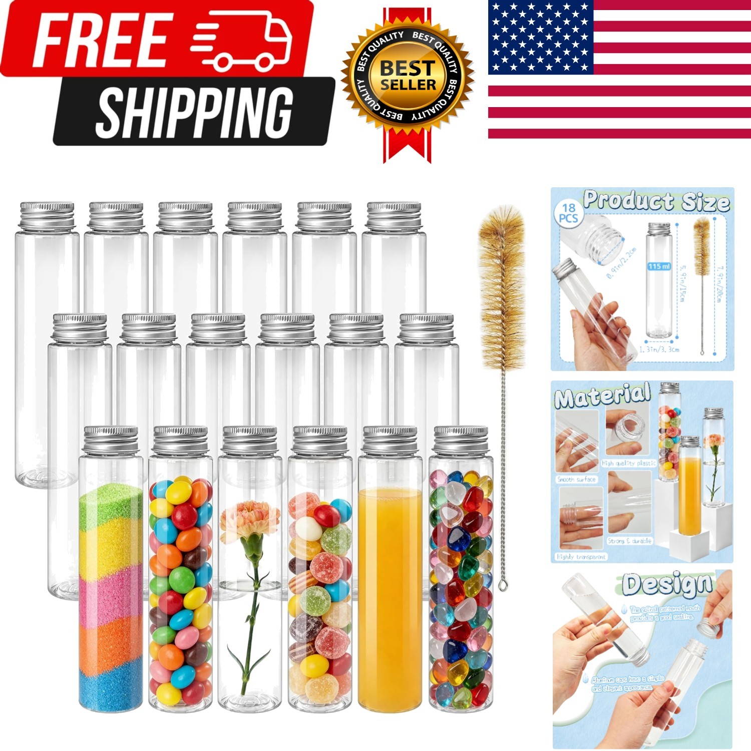 18 PCS 115ml Clear Plastic Tubes,Flat Tube,Plastic Tube with Screw Caps an…