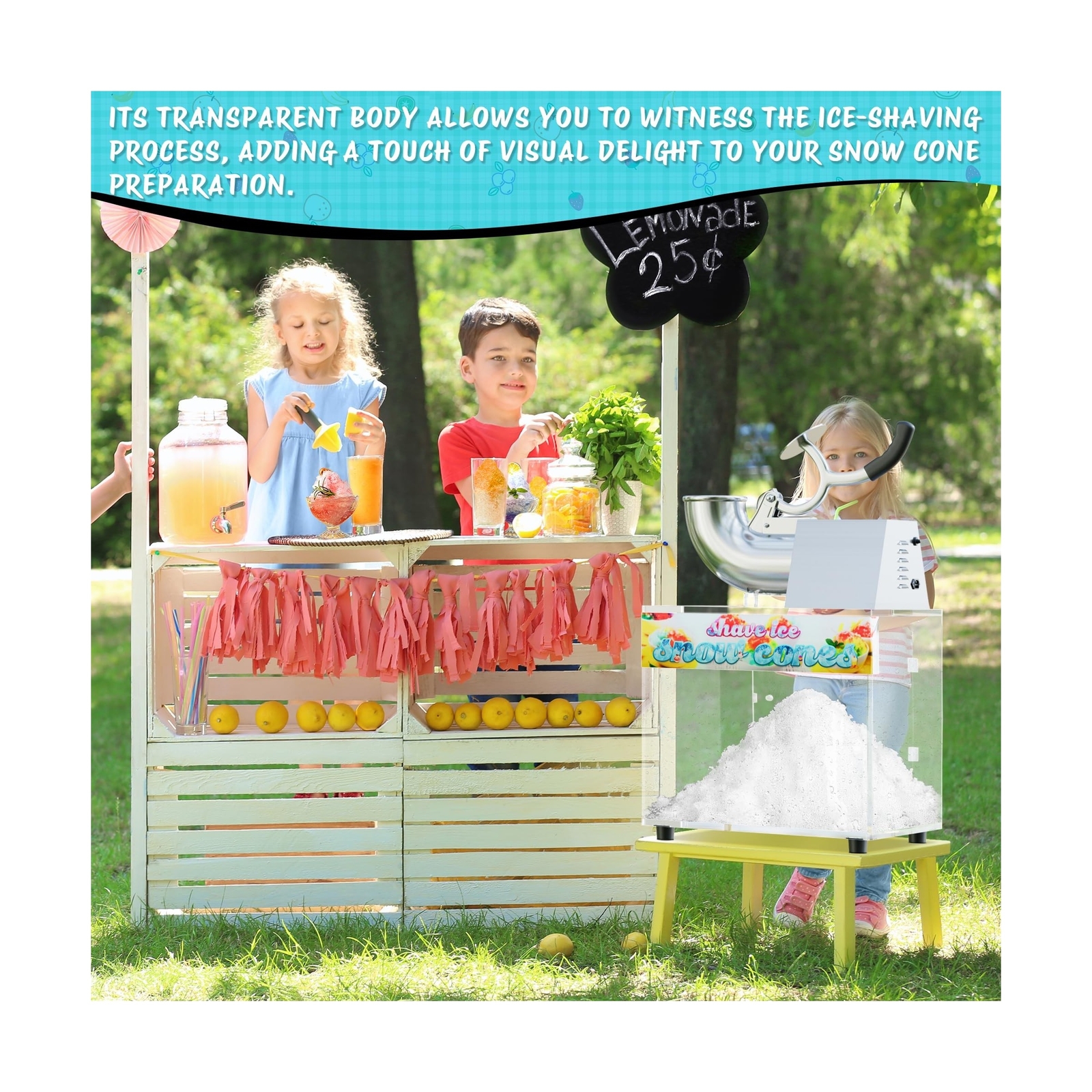 48L Snow Cone Machine, 500LB/H Commercial Shaved Ice Machine for Snow Cones, …