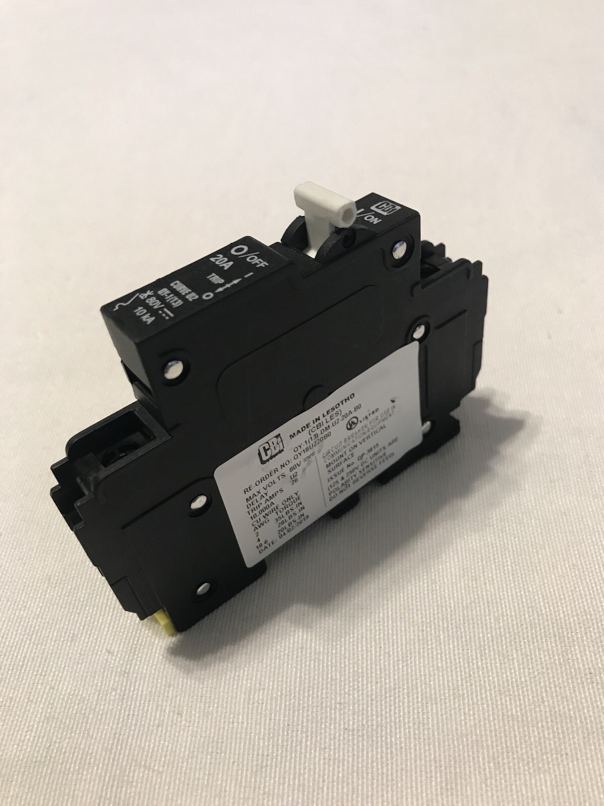 CBI Circuit Breakers 1 Pole 20A QY18U220B0 (Lot of 40 NEW) 20 Amps 80V CURVE U2