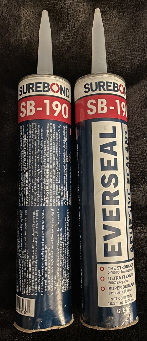 Set Of 2 Surebond Sb-190 Sealant, 10.3 Oz Each, Cartridge, Clear, Toluene Base