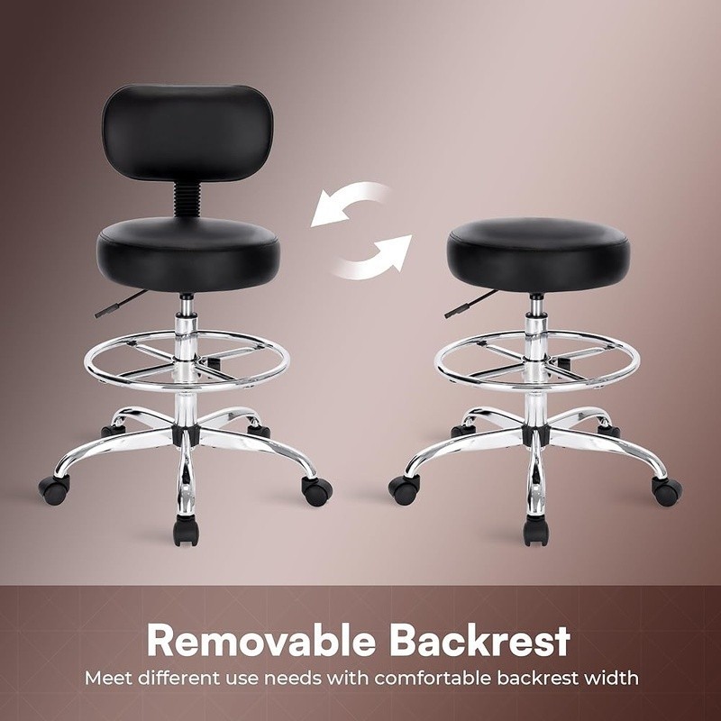 Adjustable Drafting Chair Ergonomic Rolling Stool High Back Office Seat New