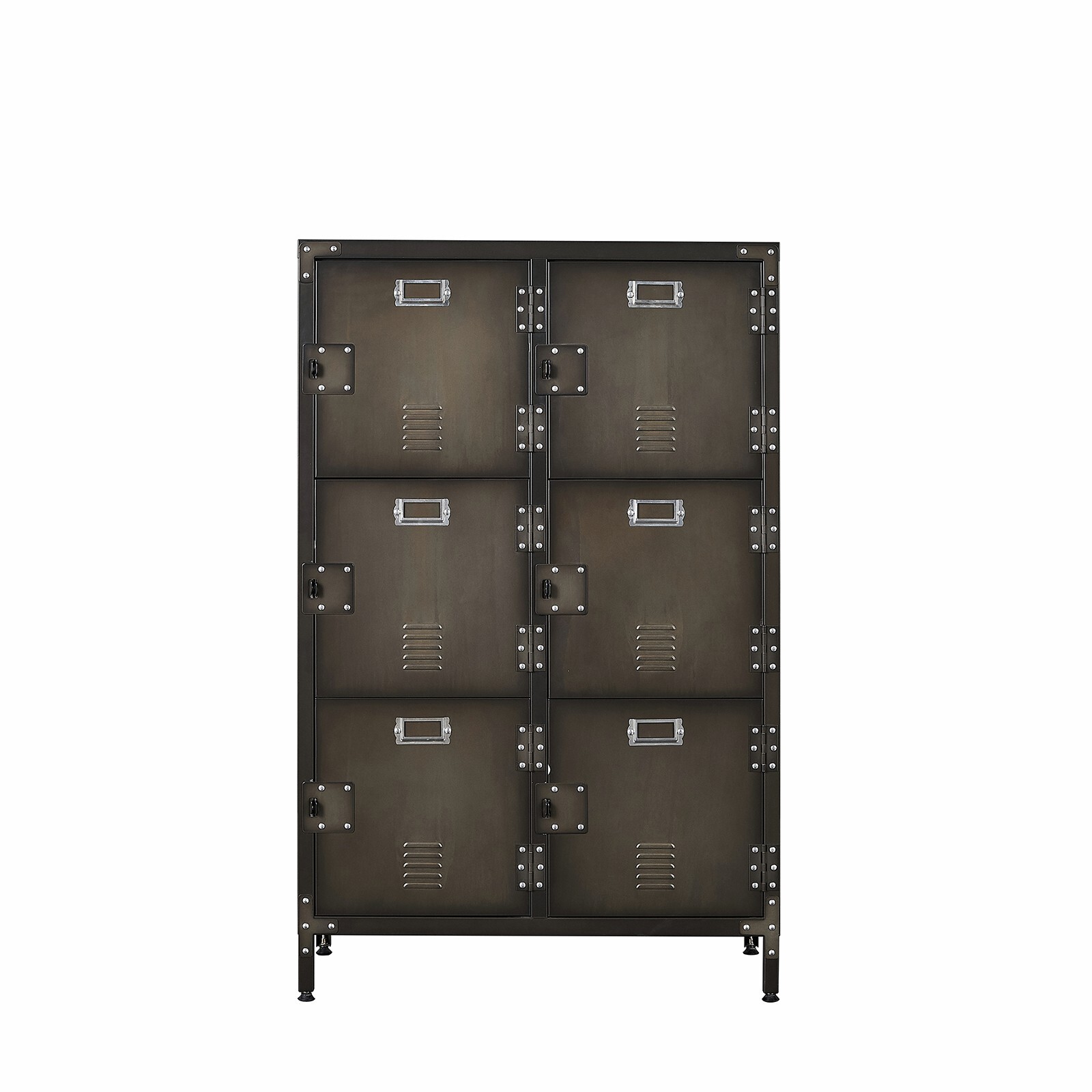 Vintage Metal Storage Cabinet 47.3H Industrial Steel Locker Cabinet with 6 Doors