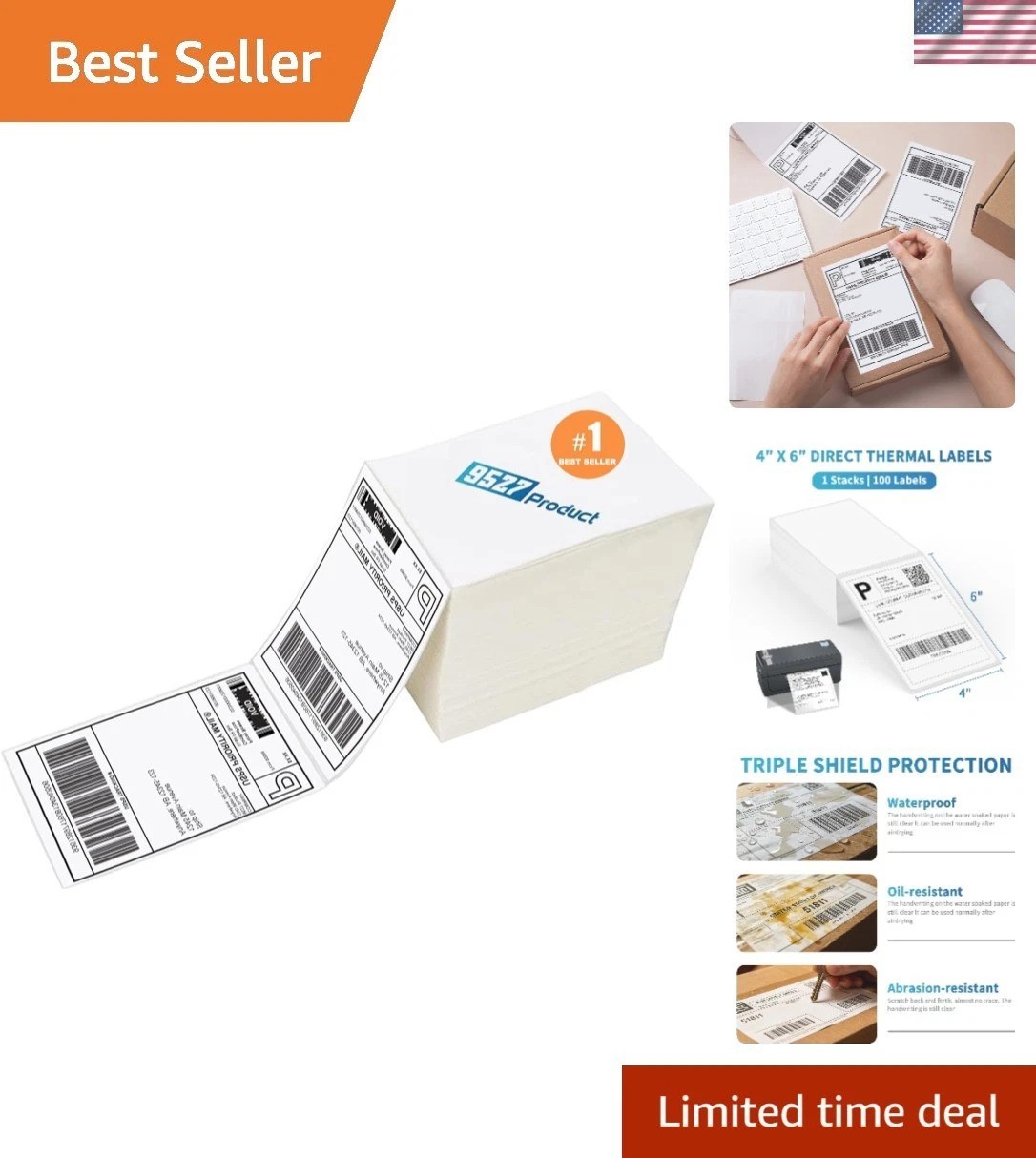 4×6 Fanfold Thermal Labels – 100 Labels Per Stack for Efficient Shipping