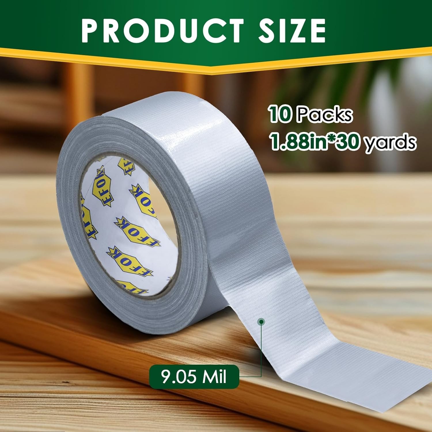 10 Pack Duct Tape Heavy Duty Waterproof, Sliver Duct Tape Bulk 1.88 Inch X 90…