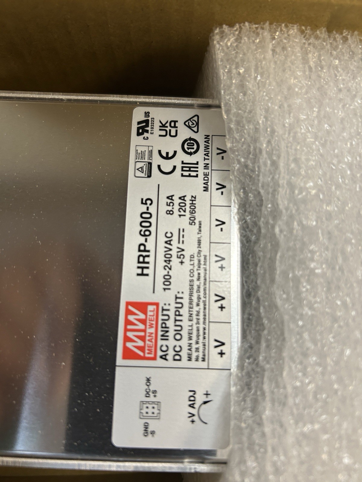 Mean Well HRP-600-5 Power Supply 5V@120A – 600W NEW IN BOX