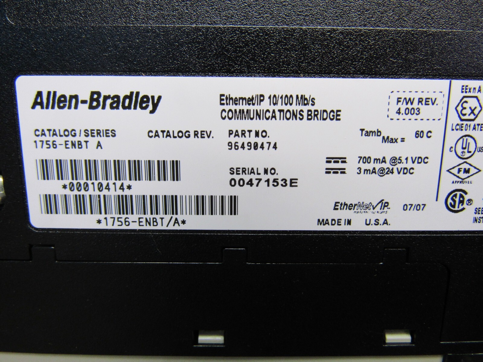 ALLEN BRADLEY CONTROLLOGIX SYS. w/PARALLEL UNIT 1756-L61 w/30QTY I/O MODULES XLN