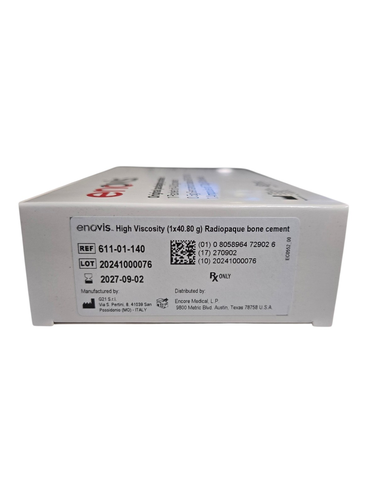 Enovis Bravo HV+G Bone Cement High Viscosity Radiopaque Gentamicin 40g 611-01140