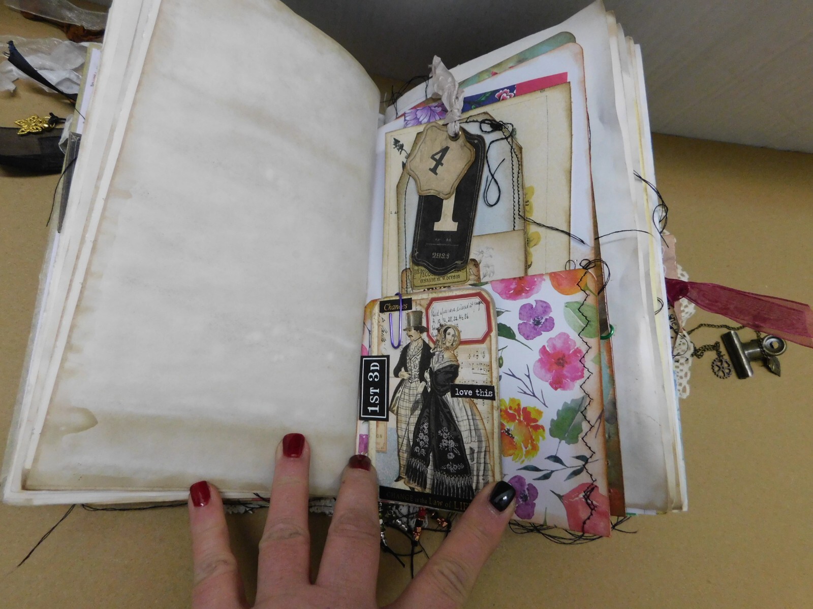 Junk Journal Handmade Chunky Vintage Style Handmade Hardcover /Ephemera Biege