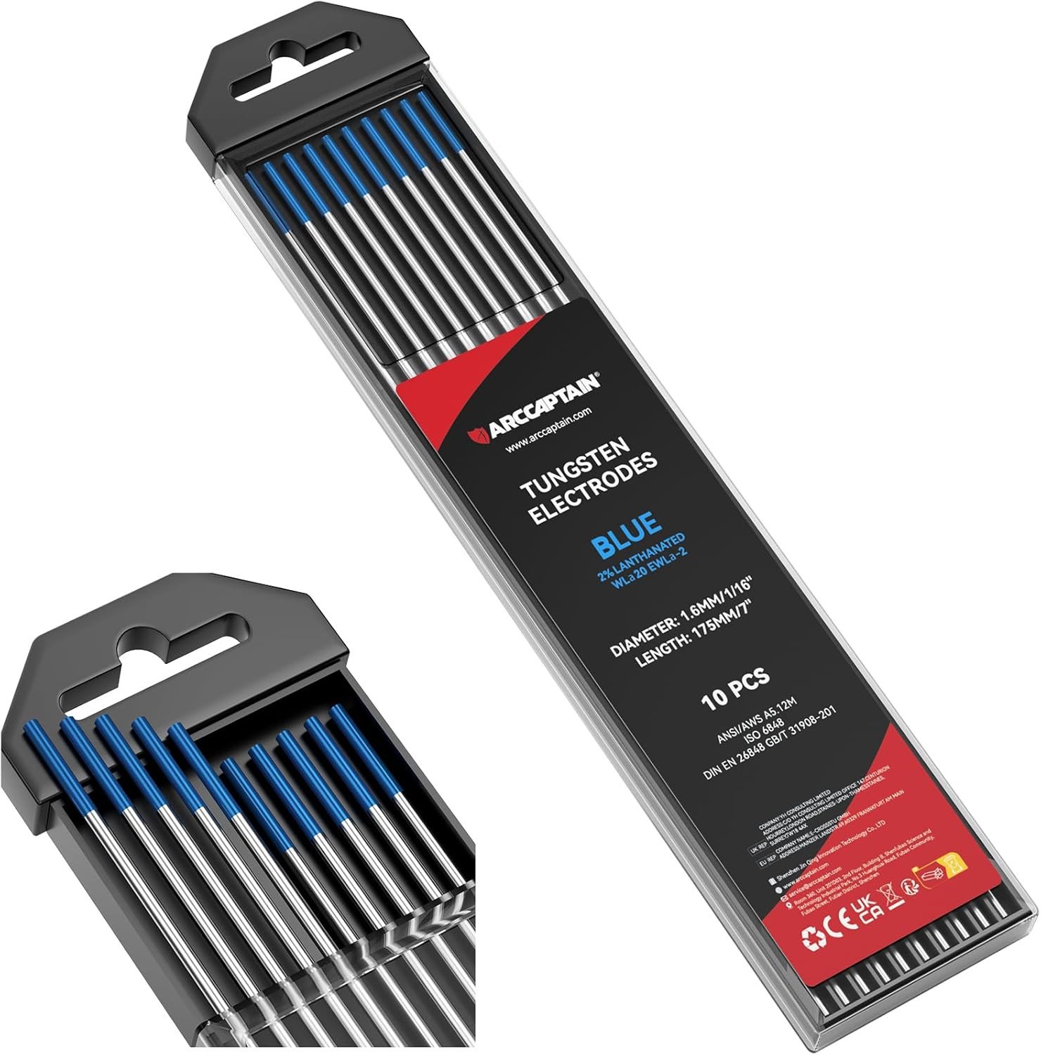 2% Lanthanated TIG Welding Tungsten Electrodes 1/16″ Blue EWLa-2 Length 7″ 10-PK