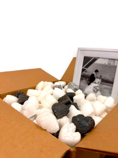 FunPak Black and White Hearts Biodegradable Packing Peanuts 1.5 cu ft Bag