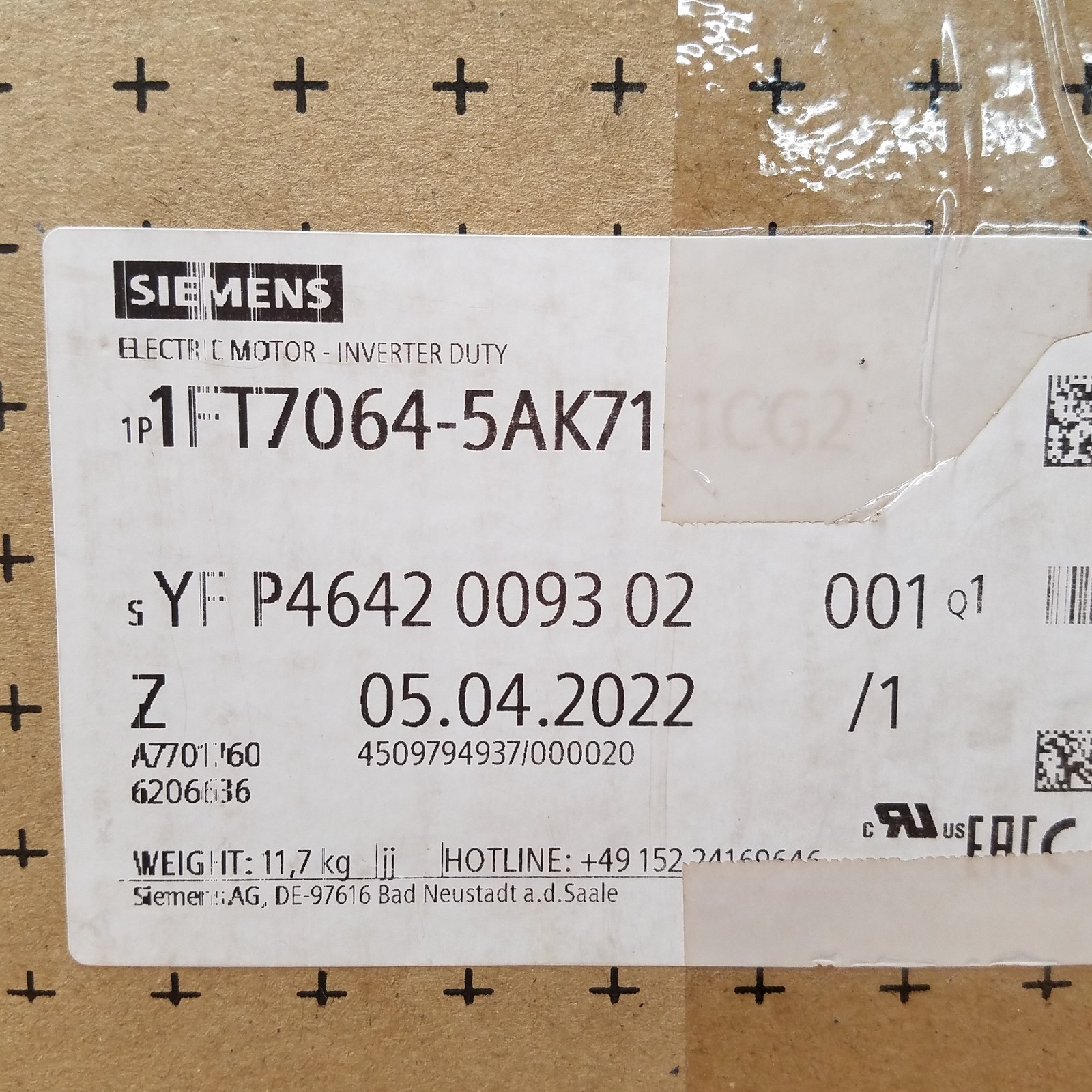 Siemens 1FT7064-5AK71-1CG2 Servo Motor, 2.59kW, 6000RPM, 3 Phase – NEW