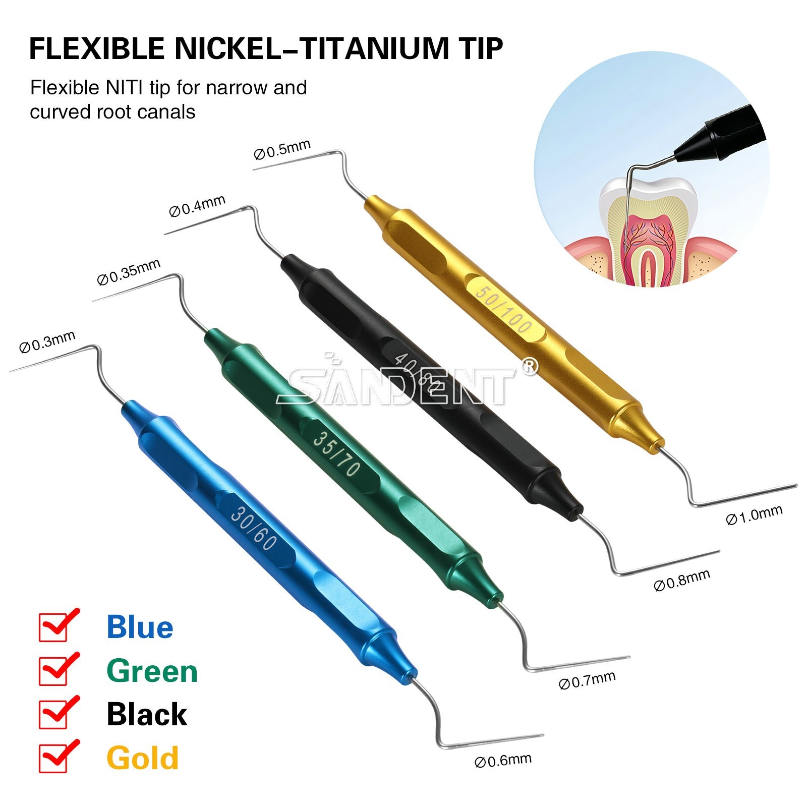 Nickel-Titanium Endo Buchanan Dental Fit Heat Pluggers Fill Obturation Tips USA