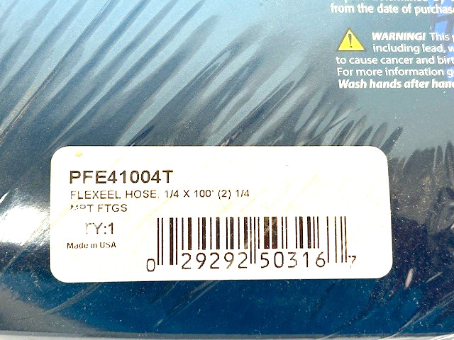 Coilhose Pneumatics PFE41004T FLEXEEL 1/4 x 100′ Hose 1/4″ MPT Fittings Blue