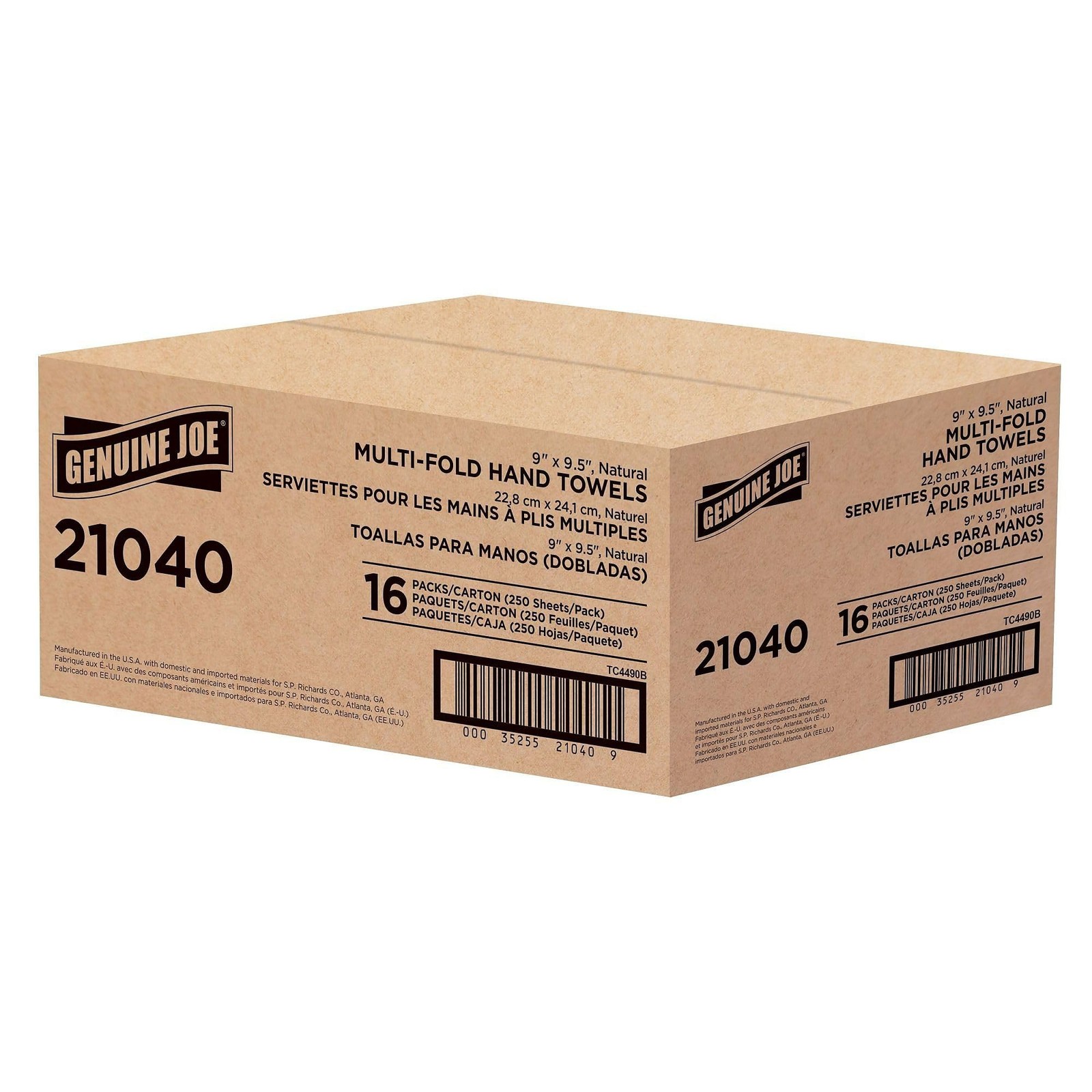 Multifold Paper Hand Towels, 1-Ply Kraft, 9.25″ x 9.4″, 100% Recycled, 250 Co…