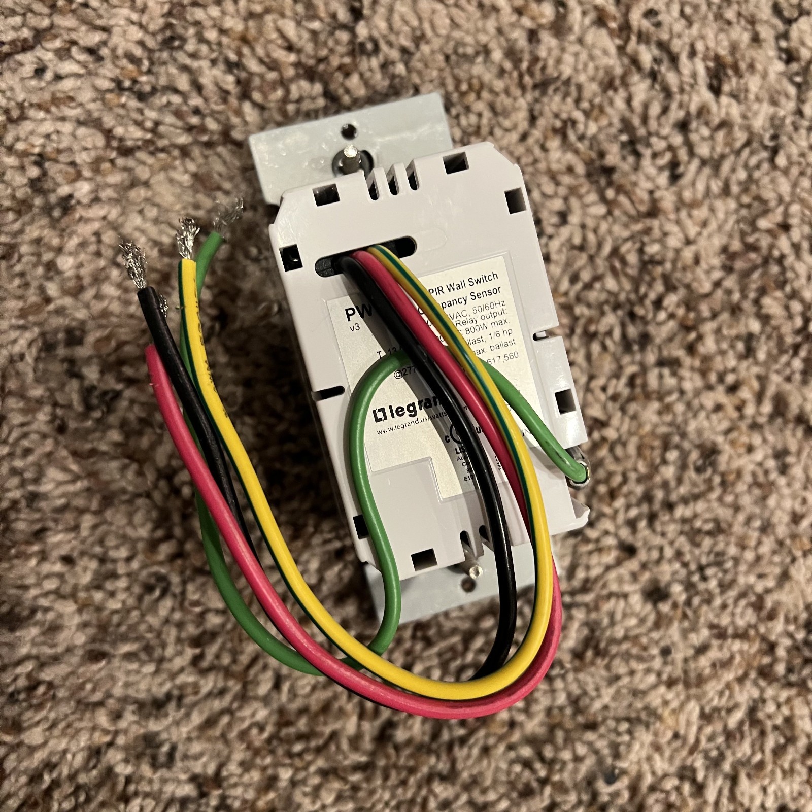Legrand WattStopper PW-100-W PIR Sensor Wall Switch