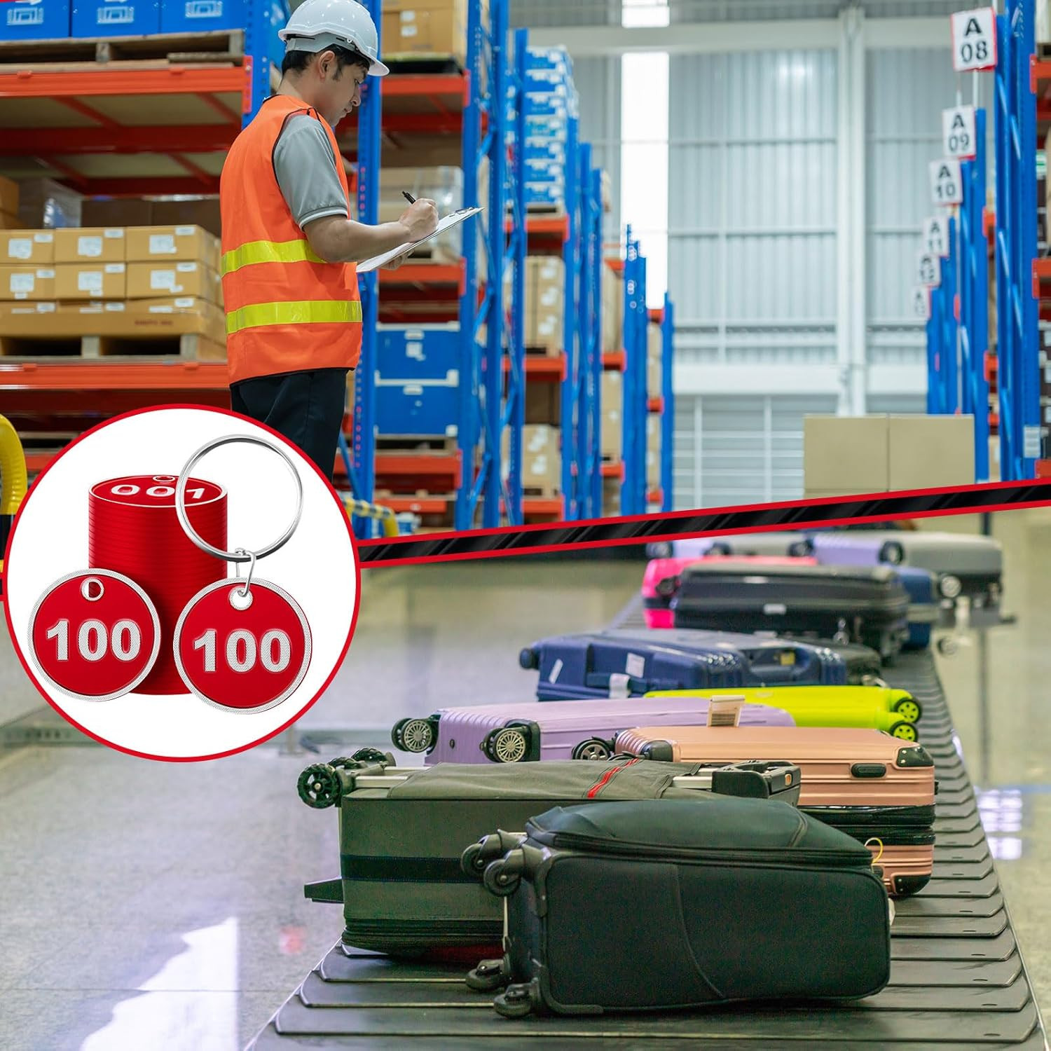 1-100 Numbered Key Tags round ID Aluminum Alloy Metal Number Tags Marking Hang L