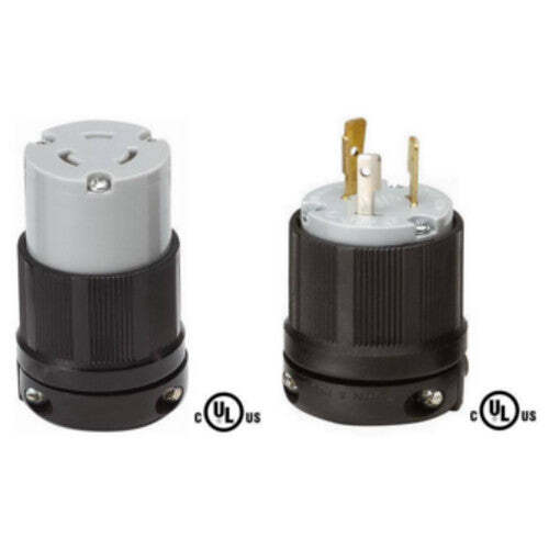 NEMA L5-20 Plug and Connector Set – Rated for 20A, 125V, 3-Wire, 2 Pole – cUL