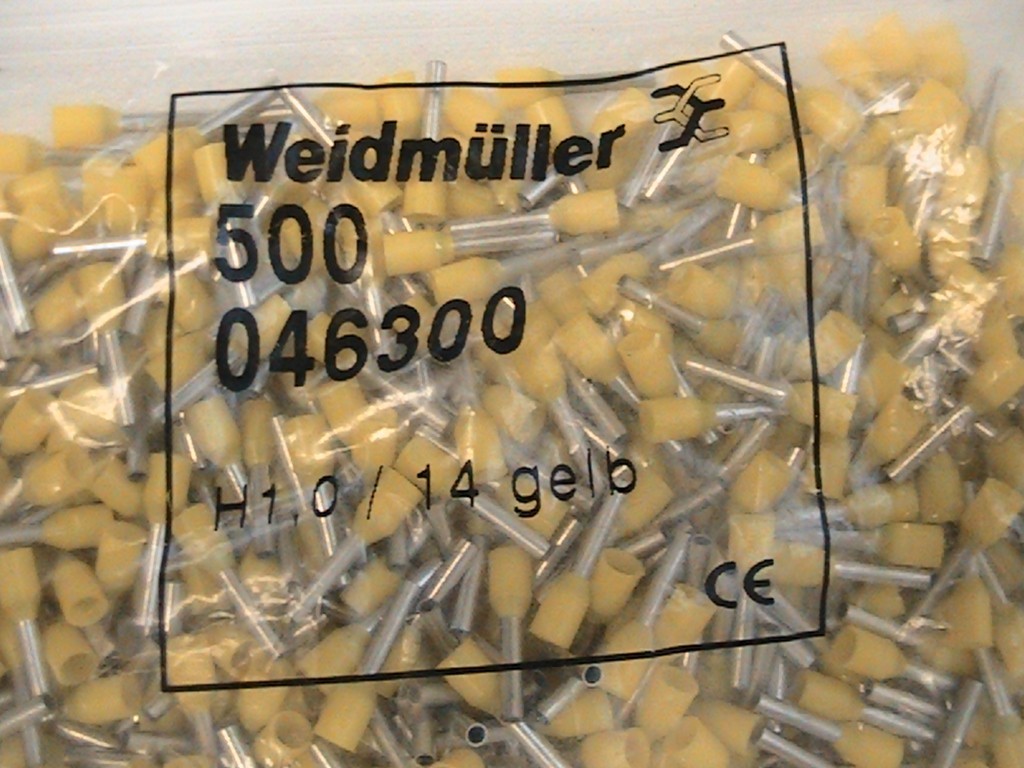 389 WEIDMULLER INSUALTED WIRE END FERRULE 046300 H1,0/14GELB