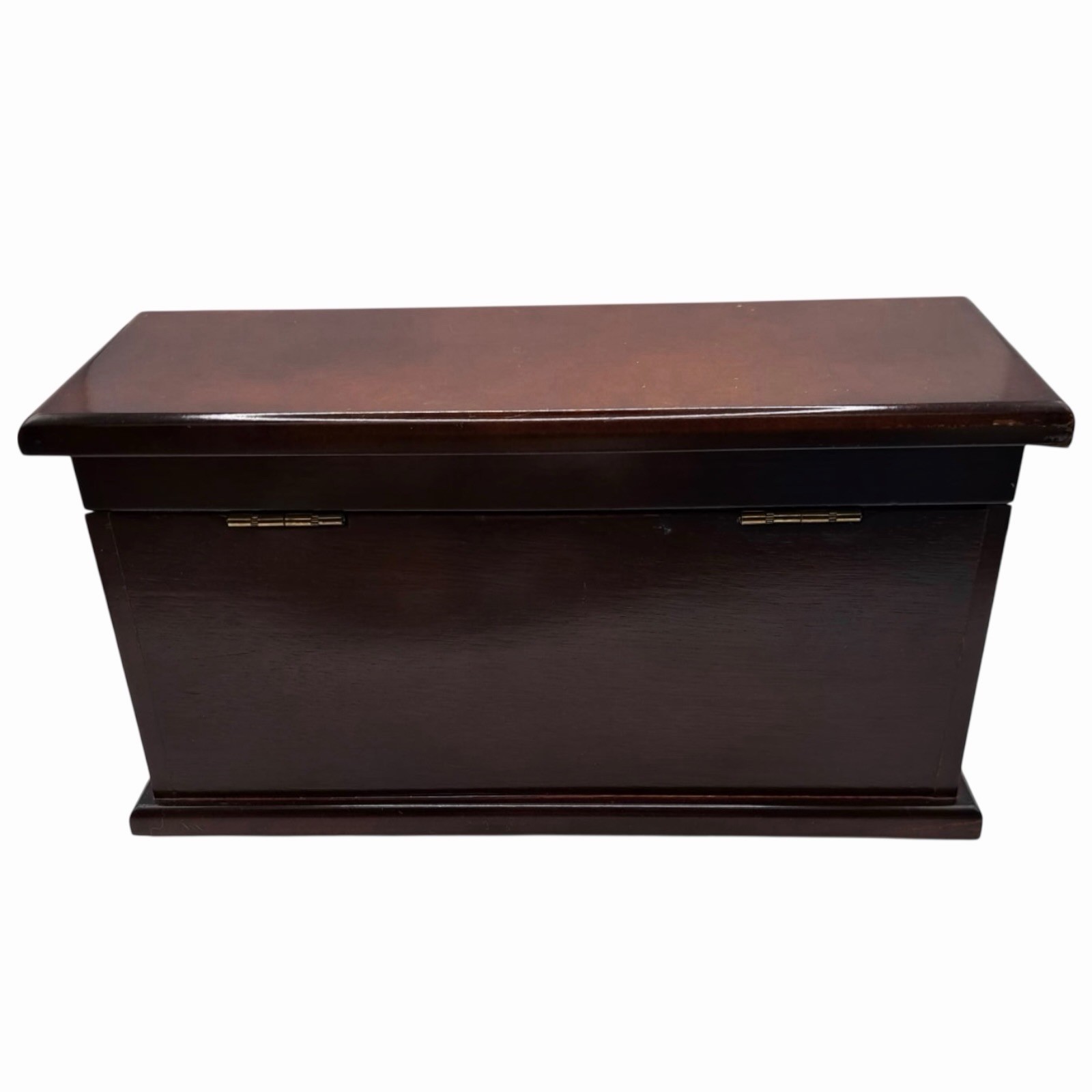 Bombay Company Mahogany Wood Box Letter Desk Organizer Hinged Lids 1987 10x5x5.8