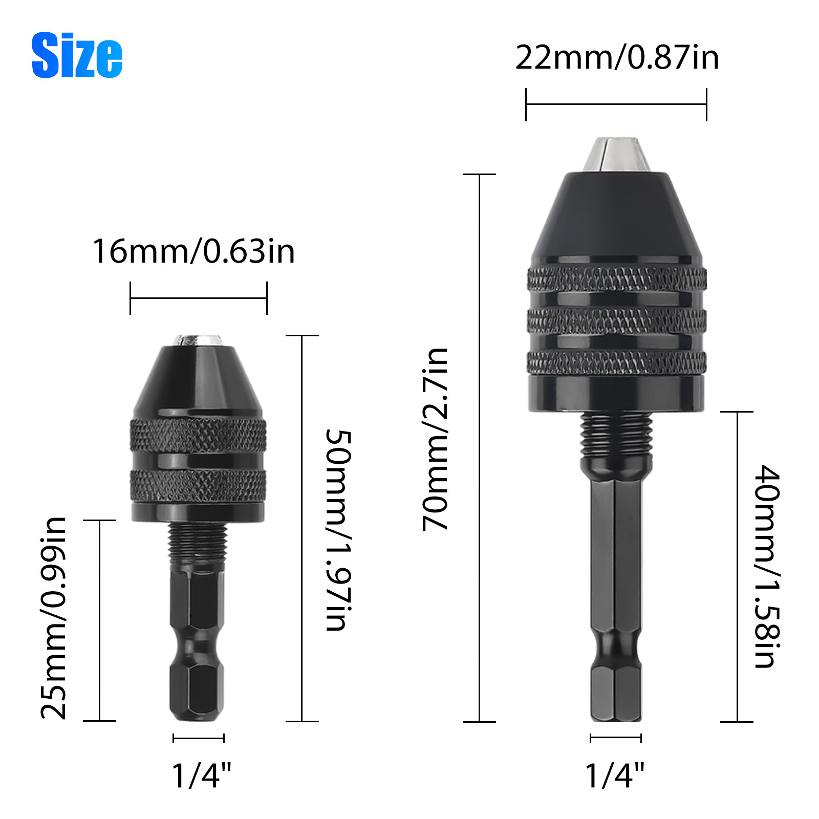 4x 1/4″ Hex Shank Keyless Drill Chuck Conversion Adapter Bit Quick Change Driver