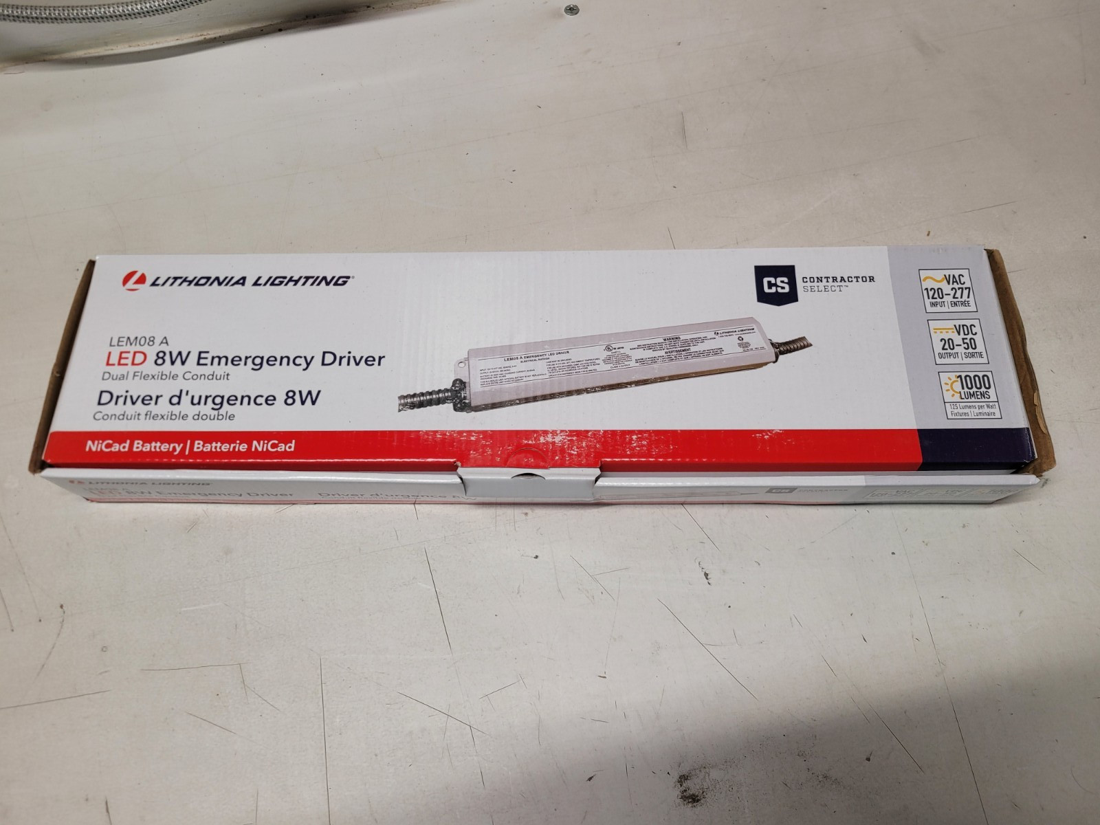 NEW Lithonia Lighting LEM08A 8W Emergency LED Driver 120-277 VAC in 20-50VDC out