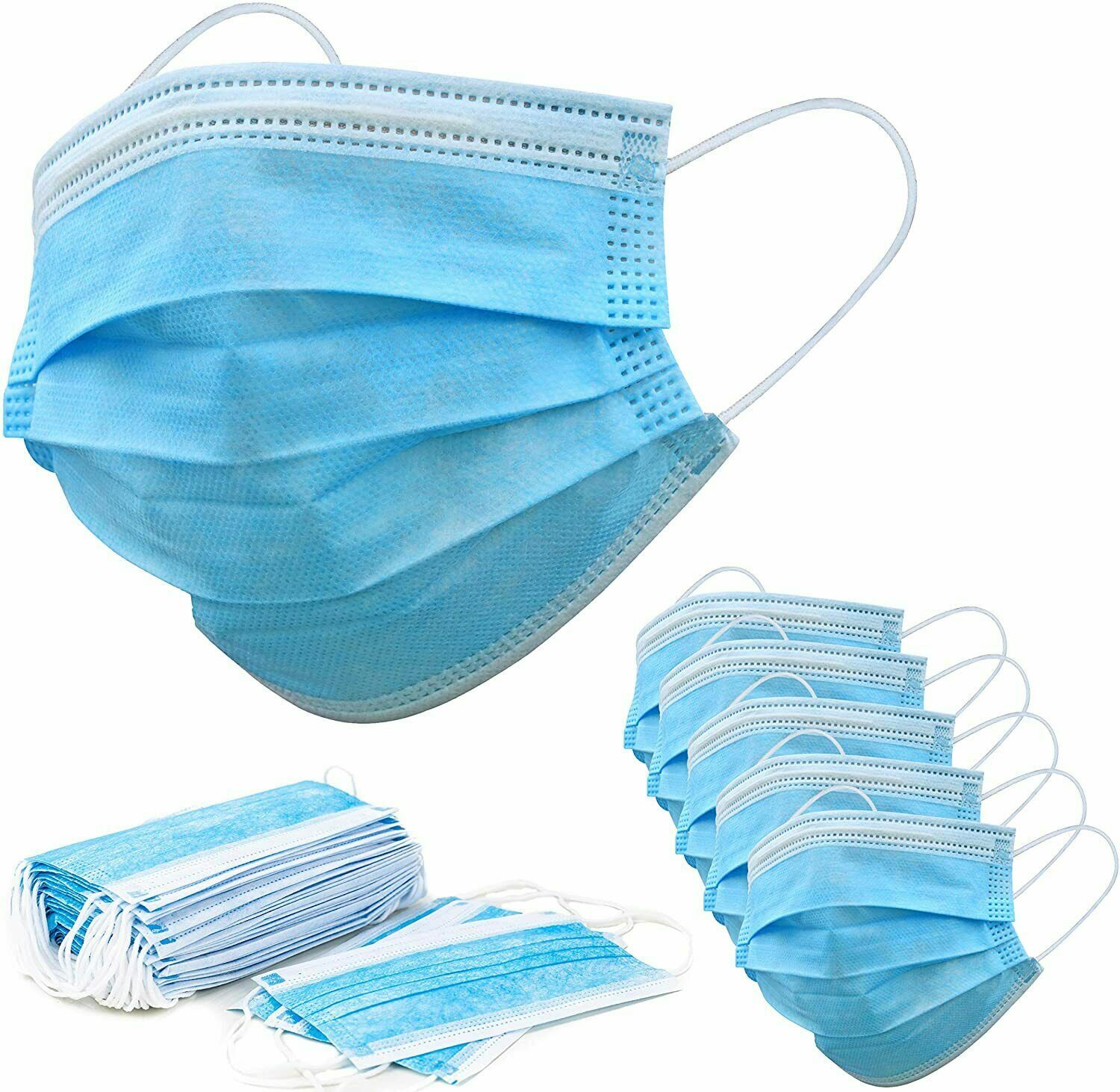 50/100/500 3 Ply Ear loop Face Mask Non Medical Surgical Dental Disposable Masks