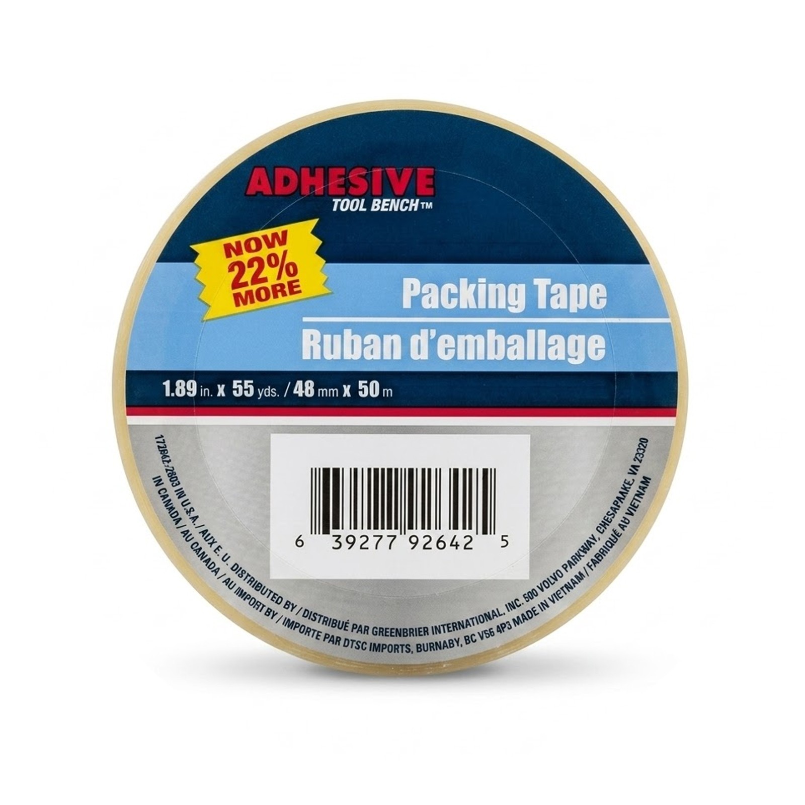 Adhesive Tool Bench Packing Tape 1.89″ x 55 Yds Clear Shipping Tape 48mm x 50m