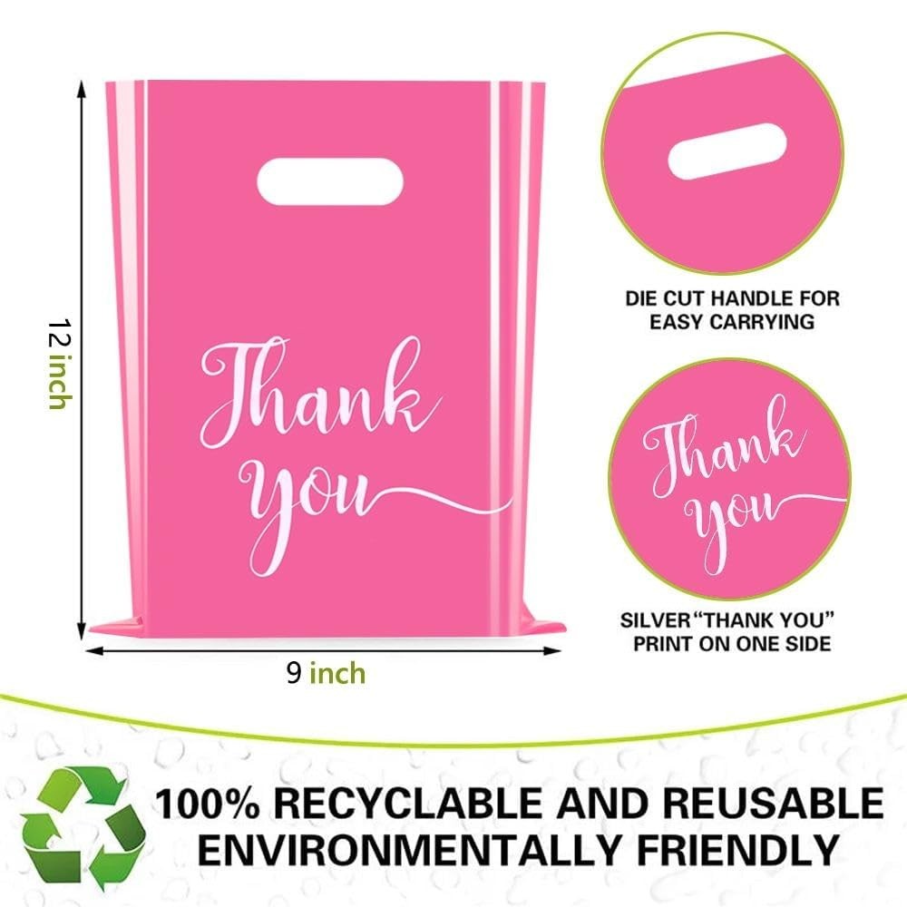 Cupplation Pink Thank You Merchandise Bags Large 1 Count (Pack of 100),
