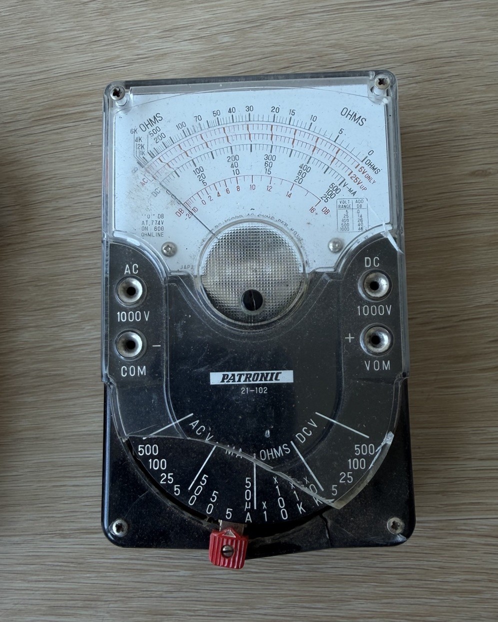 Patronic 21-102 Analog VOM Multimeter AC/DC 0-1000V 15-5000Hz w/ Case