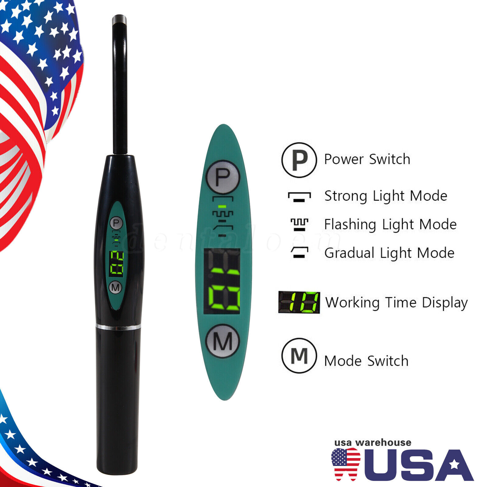 Dental Wireless Cordless LED Cure Curing Light Lamp 1500mw 5W Tool Resin Cure US