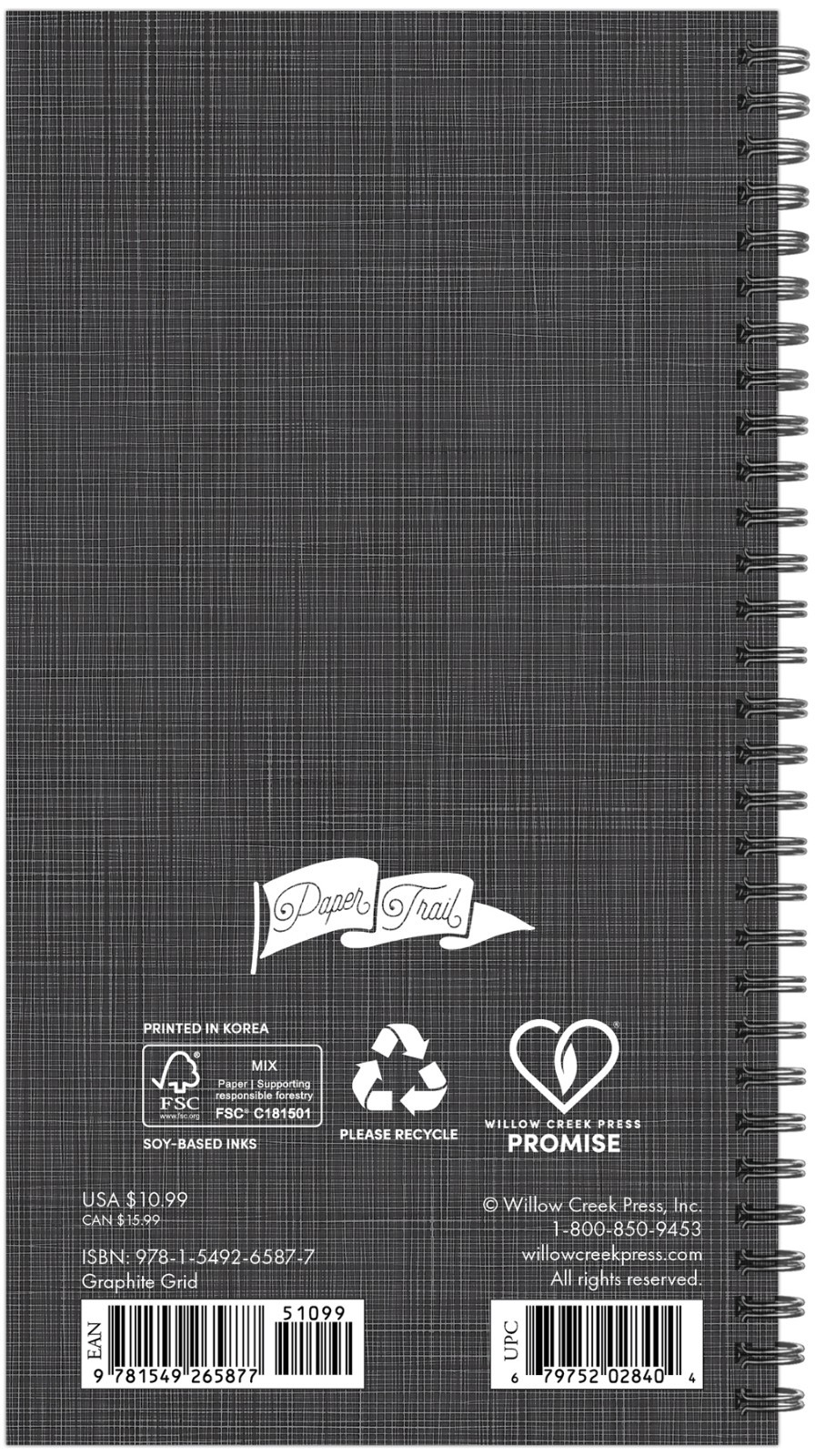 Graphite Grid AY July 2026-June 2027 3.5″ x 6.5″ Softcover Weekly Spiral Planner