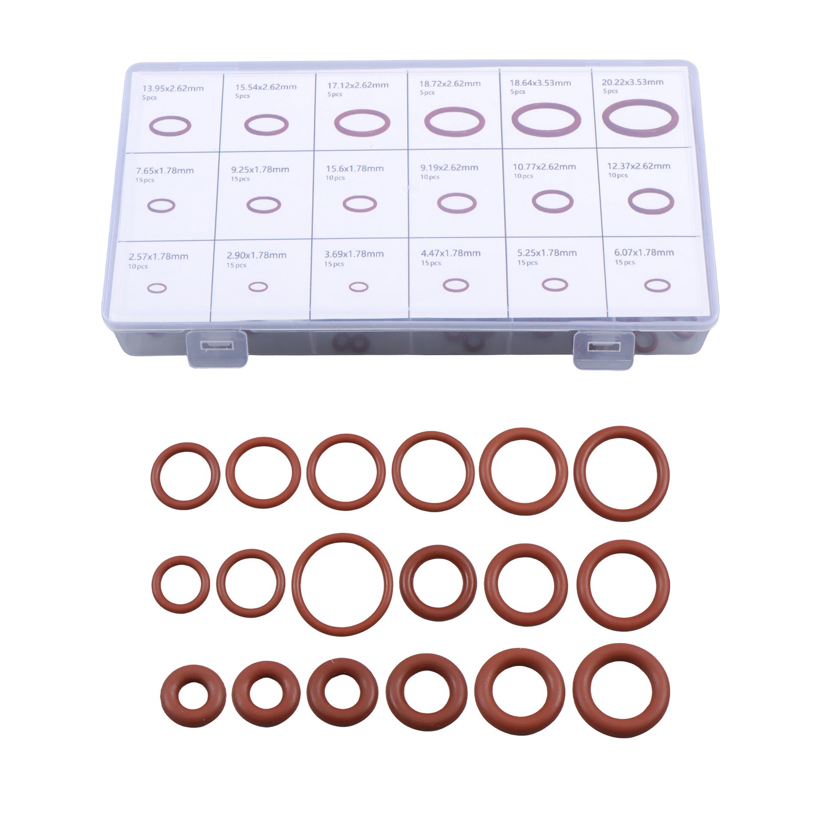 180 Pcs O-Ring Brown Metric FKM O-Ring Kit Fit High Heat Applications with Box