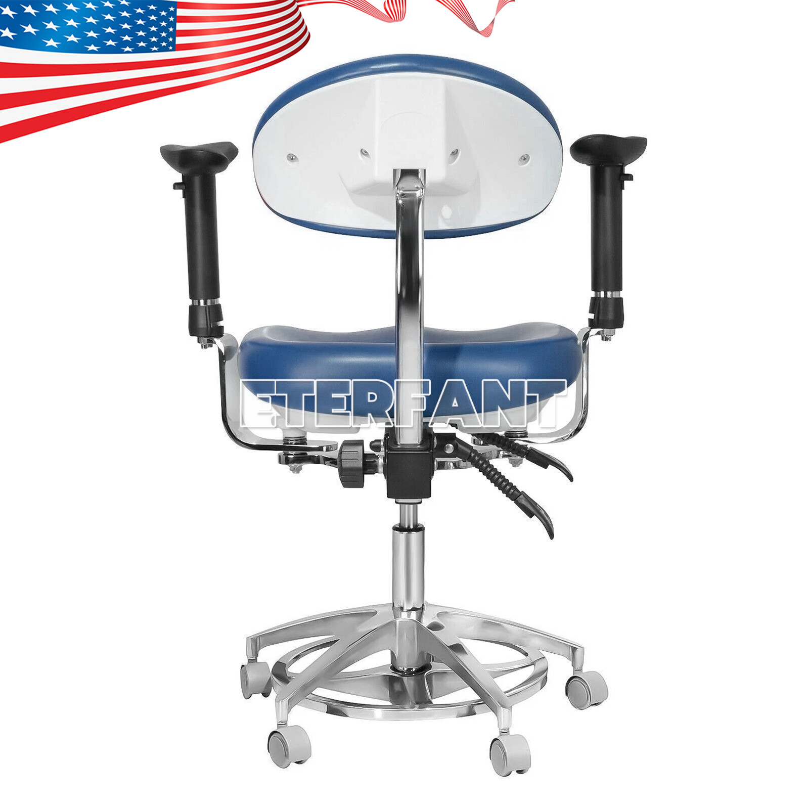 ETERFANT Adjustable Mobile Chair/Medical Microscope Stool Chair with Armrest