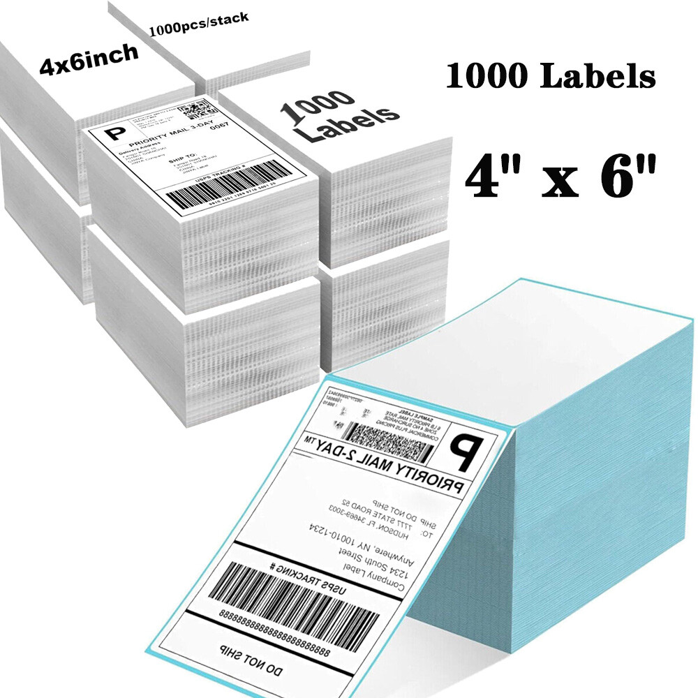 4″x6″ Fanfold Direct Thermal Shipping Labels Zebra & Rollo Printers 1000/Stack
