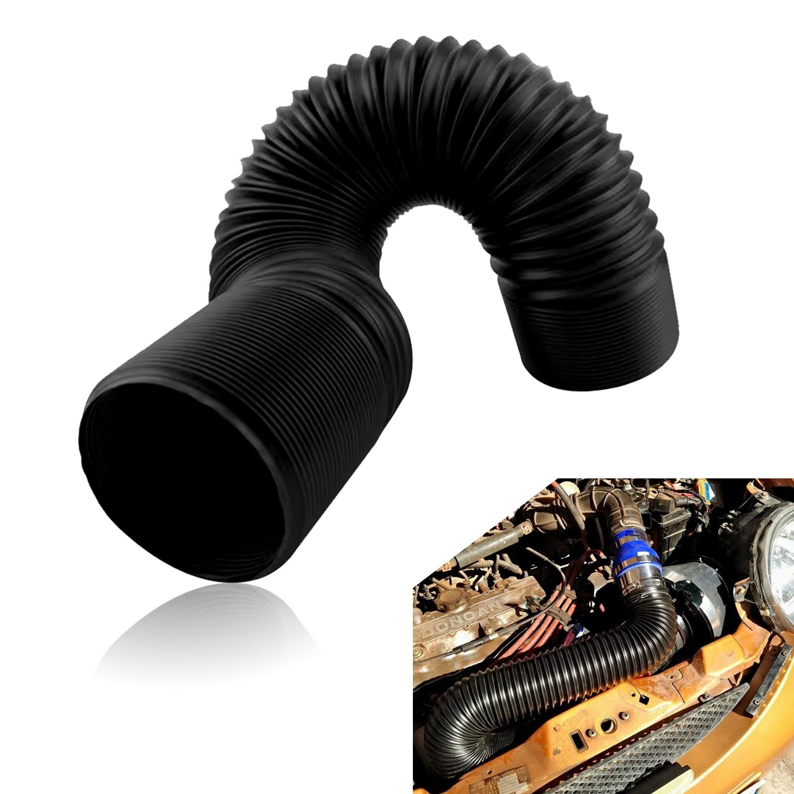 1-Pack Air Intake Telescopic Hose, 2.99 Inches Car Air Guide Wide Mouth Exten…