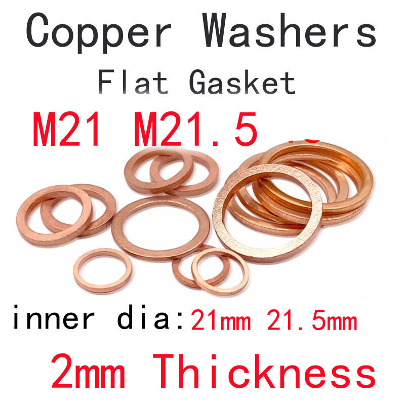2mm Thickness M21 M21.5 Copper Flat Gasket Round Washers Sealing Washer