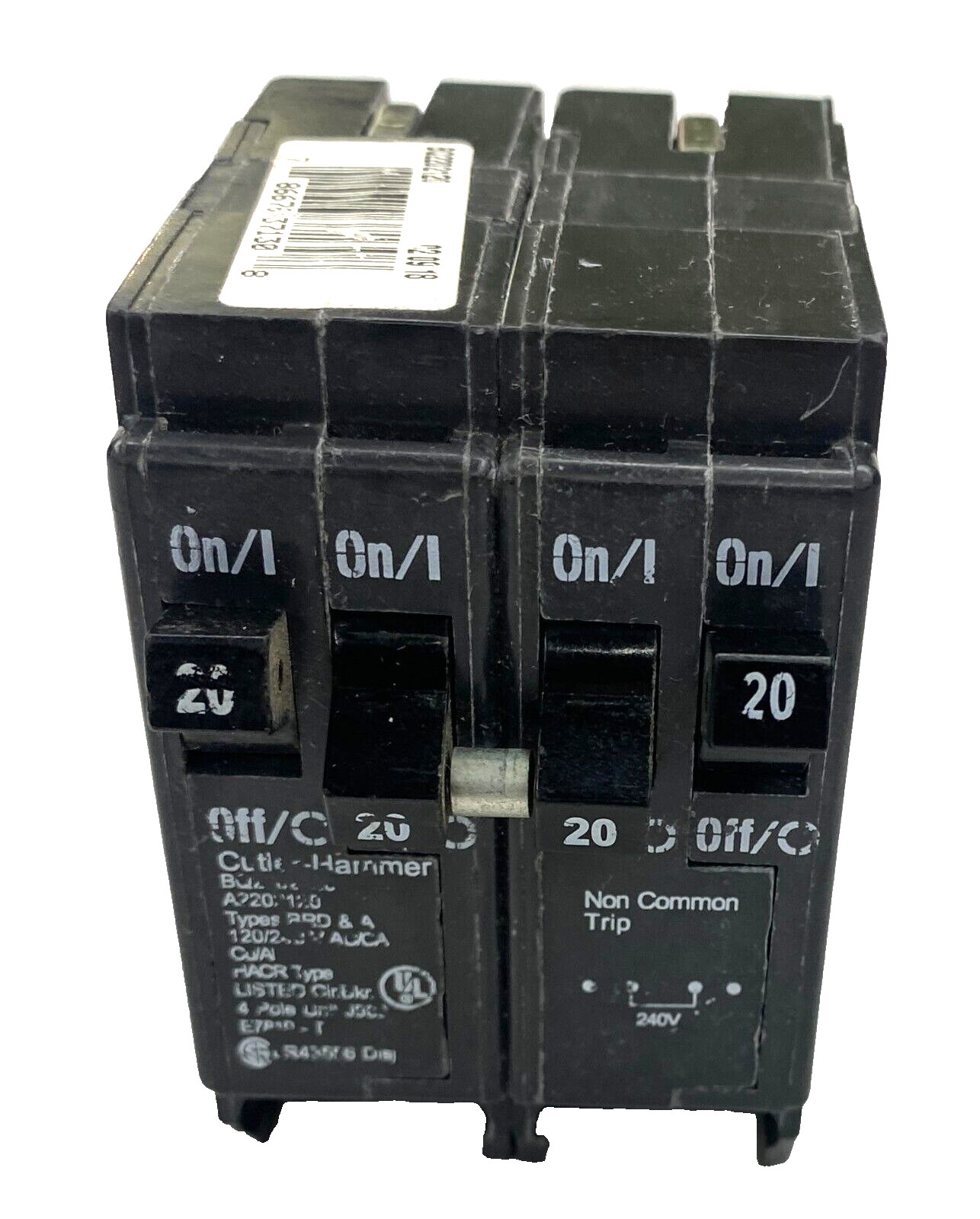 20A Cutler Hammer BQ220220 Circuit Breaker 4P 20 Amp 120V/240V Non Common Trip