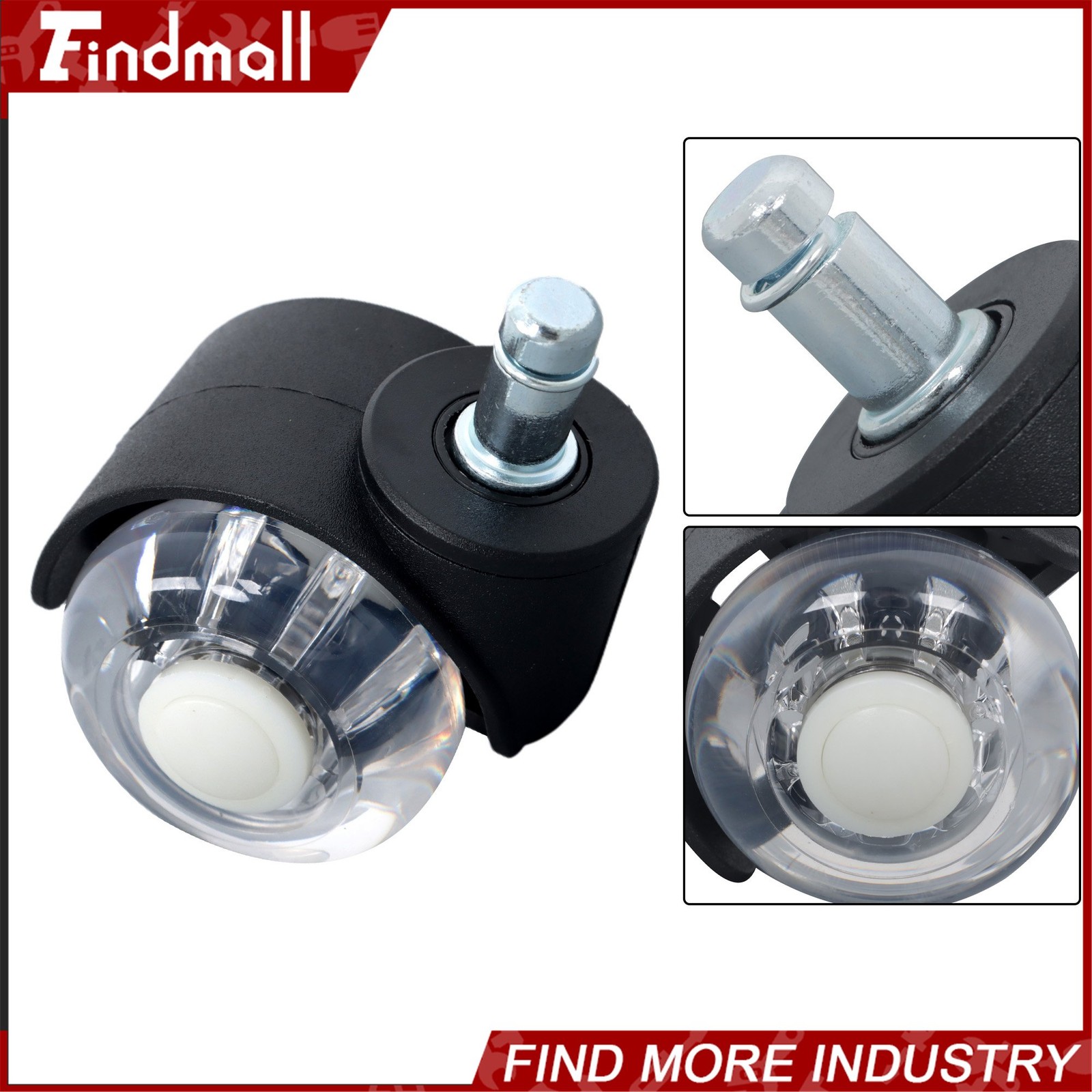 Findmall 5 Pack 2Inch Heavy Duty Office Chair Caster Rubber 360° Swivel Wheels