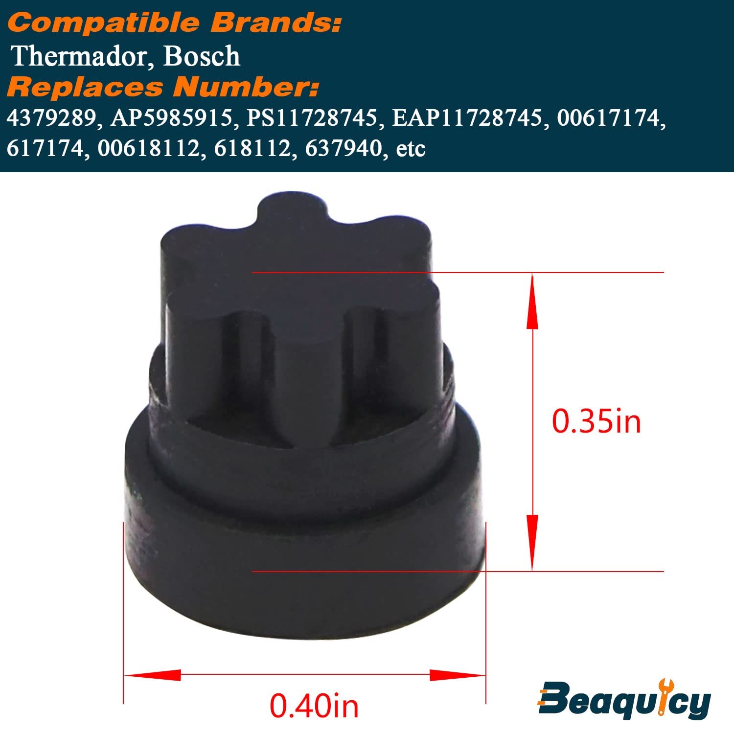 20Pcs 00618112 00637940 Rubber Grate Feet Part by 0.35×0.4×0.4, Black